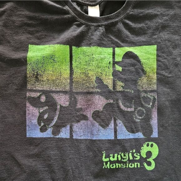 Luigi's Mansion 3 Polterpup Nintendo Black Long Sleeve Graphic Tee T-Shirt 2XL - Picture 2 of 6
